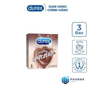 Bao Cao Su Durex Naughty Chocolate hạt nổi gia tăng cảm xúc(hộp 3 cái)